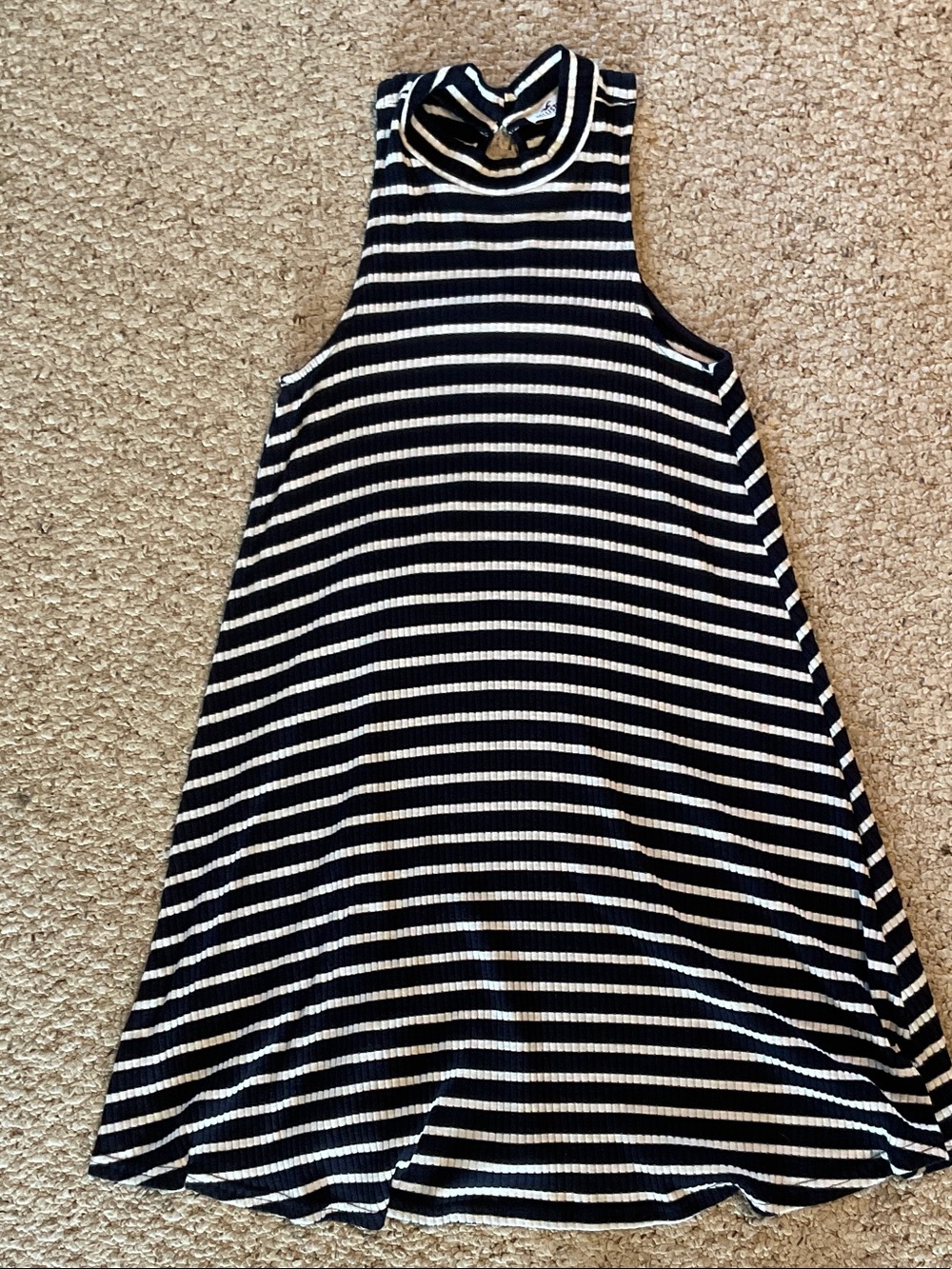 Hollister Black and White Striped Sleeveless Mock Neck Dress Size Large